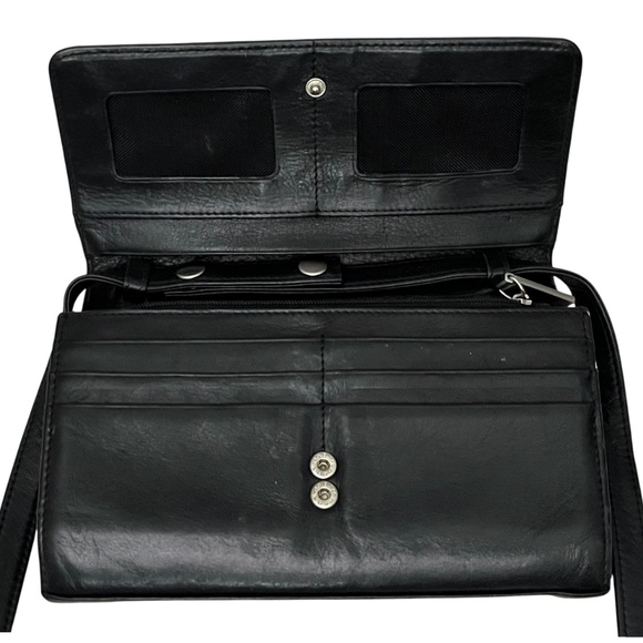 Hobo International Convertable Crossbody Wallet Bag Black Leather Organizer - Picture 4 of 12